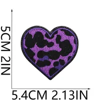 Grit Love Embroidered Cloth Sticker Leather Embroidered Five-pointed Star Patch Clothes Decoration Leopard Print Peach Heart Patch Sticker sku image 9