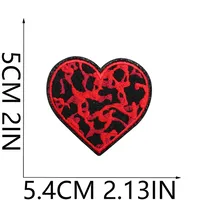 Grit Love Embroidered Cloth Sticker Leather Embroidered Five-pointed Star Patch Clothes Decoration Leopard Print Peach Heart Patch Sticker sku image 10