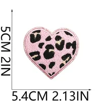 Grit Love Embroidered Cloth Sticker Leather Embroidered Five-pointed Star Patch Clothes Decoration Leopard Print Peach Heart Patch Sticker sku image 11