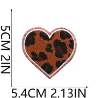 Grit Love Embroidered Cloth Sticker Leather Embroidered Five-pointed Star Patch Clothes Decoration Leopard Print Peach Heart Patch Sticker sku image 12
