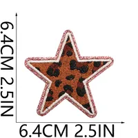 Grit Love Embroidered Cloth Sticker Leather Embroidered Five-pointed Star Patch Clothes Decoration Leopard Print Peach Heart Patch Sticker sku image 14