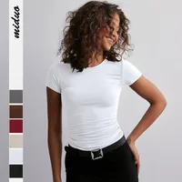 Summer  Solid Color Round Neck Fashion Brand Short Sleeve Fashionable Sexy Slim Y2g Pure Desire Top Hot Girl T-shirt main image 1
