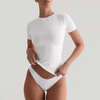 Y2g New Texture  Women's Plain Short-sleeved T-shirt Round Neck Slim Fit Hot Girl Pure Desire Top sku image 1