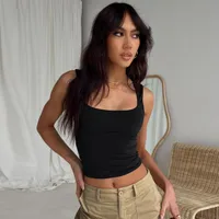 Wish  Y2g Vest Inner Women's Clothing  Fashion Brand Sexy Slim Fit Hot Girl Bm Top Square Collar Bottoming Shirt sku image 5