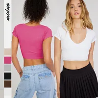 Thread Slimming Y2g Short Sleeve   Women's Clothing Popular Sexy U-collar Slim Fit Bm Top Hot Girl Inner T-shirt main image 1