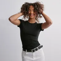 Summer  Solid Color Round Neck Fashion Brand Short Sleeve Fashionable Sexy Slim Y2g Pure Desire Top Hot Girl T-shirt sku image 19