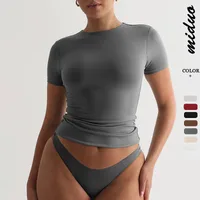 Y2g New Texture  Women's Plain Short-sleeved T-shirt Round Neck Slim Fit Hot Girl Pure Desire Top main image 1
