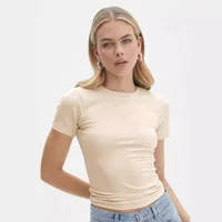 Y2g New Texture  Women's Plain Short-sleeved T-shirt Round Neck Slim Fit Hot Girl Pure Desire Top main image 2