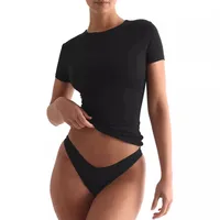Y2g New Texture  Women's Plain Short-sleeved T-shirt Round Neck Slim Fit Hot Girl Pure Desire Top main image 3