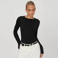 New  Naked Sense Solid Color Y2K American Shoulder T-shirt Sexy Slim-fit Spice Girl Top Women's Summer High-end Sense sku image 1