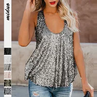 New Comfortable Casual Commuter Wear Fashion Sequined Y-shaped Hot Girl Vest   Women's Off-shoulder Sequined Top main image 1