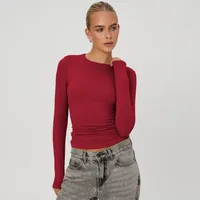 New  Naked Sense Solid Color Y2K American Shoulder T-shirt Sexy Slim-fit Spice Girl Top Women's Summer High-end Sense sku image 8