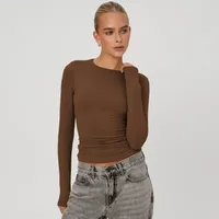 New  Naked Sense Solid Color Y2K American Shoulder T-shirt Sexy Slim-fit Spice Girl Top Women's Summer High-end Sense sku image 10