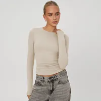 New  Naked Sense Solid Color Y2K American Shoulder T-shirt Sexy Slim-fit Spice Girl Top Women's Summer High-end Sense sku image 18