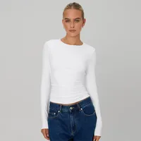 New  Naked Sense Solid Color Y2K American Shoulder T-shirt Sexy Slim-fit Spice Girl Top Women's Summer High-end Sense sku image 23