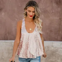 New Comfortable Casual Commuter Wear Fashion Sequined Y-shaped Hot Girl Vest   Women's Off-shoulder Sequined Top sku image 16