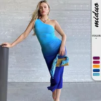 Spring And Summer High-grade Women's Clothing Gradient Holiday Dress  Pleated Slim Dress Dress main image 1