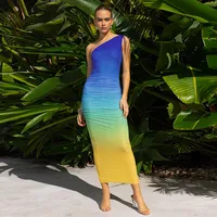 Spring And Summer High-grade Women's Clothing Gradient Holiday Dress  Pleated Slim Dress Dress main image 4