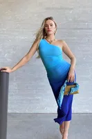 Spring And Summer High-grade Women's Clothing Gradient Holiday Dress  Pleated Slim Dress Dress sku image 8