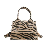 Niche Mini Crossbody Bag Female  New Fashion New Style Small Square Bag Zebra Print Textured Handbag sku image 3