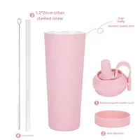 The New 830ml Ceramic Coating Liner Stainless Steel Suction Tube Cup Can Absorb Pearl Portable Magnetic Handle Thermos Cup main image 3