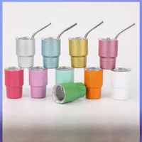 Household Stainless Steel Suction Tube Cup Single And Double Layer  Anti-fall Small Wine Glass 3oz Cup Mini Sublimation Thermos Cup main image 1