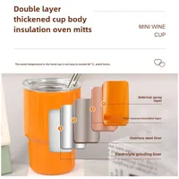 Household Stainless Steel Suction Tube Cup Single And Double Layer  Anti-fall Small Wine Glass 3oz Cup Mini Sublimation Thermos Cup main image 2