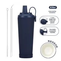 The New 830ml Ceramic Coating Liner Stainless Steel Suction Tube Cup Can Absorb Pearl Portable Magnetic Handle Thermos Cup sku image 19