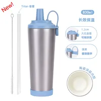 The New 830ml Ceramic Coating Liner Stainless Steel Suction Tube Cup Can Absorb Pearl Portable Magnetic Handle Thermos Cup sku image 5