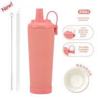 The New 830ml Ceramic Coating Liner Stainless Steel Suction Tube Cup Can Absorb Pearl Portable Magnetic Handle Thermos Cup sku image 6