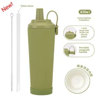 The New 830ml Ceramic Coating Liner Stainless Steel Suction Tube Cup Can Absorb Pearl Portable Magnetic Handle Thermos Cup sku image 9