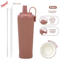 The New 830ml Ceramic Coating Liner Stainless Steel Suction Tube Cup Can Absorb Pearl Portable Magnetic Handle Thermos Cup sku image 11