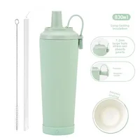 The New 830ml Ceramic Coating Liner Stainless Steel Suction Tube Cup Can Absorb Pearl Portable Magnetic Handle Thermos Cup sku image 13