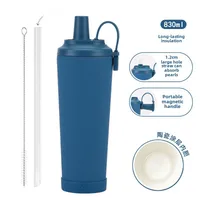 The New 830ml Ceramic Coating Liner Stainless Steel Suction Tube Cup Can Absorb Pearl Portable Magnetic Handle Thermos Cup sku image 14