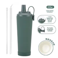 The New 830ml Ceramic Coating Liner Stainless Steel Suction Tube Cup Can Absorb Pearl Portable Magnetic Handle Thermos Cup sku image 15