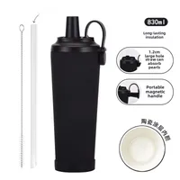 The New 830ml Ceramic Coating Liner Stainless Steel Suction Tube Cup Can Absorb Pearl Portable Magnetic Handle Thermos Cup sku image 21