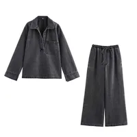 Spring  New Street Style Denim Shirt 1209427001 Casual Pants 1209795001 Suit main image 2