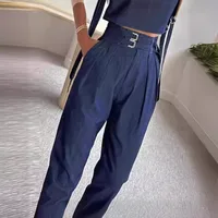 Foreign Trade New  Spring And Summer   Leisure Belt Decorative High Collar Short Sleeve Suit Trousers main image 3