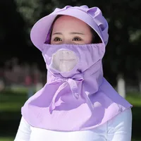 Sun Hat Women's Face Cover With Fan Summer Electric Car Riding Big Riding Neck Protection Driving Sun Hat sku image 1