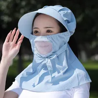 Sun Hat Women's Face Cover With Fan Summer Electric Car Riding Big Riding Neck Protection Driving Sun Hat sku image 3