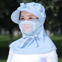 Sun Hat Women's Face Cover With Fan Summer Electric Car Riding Big Riding Neck Protection Driving Sun Hat sku image 6