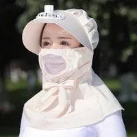 Sun Hat Women's Face Cover With Fan Summer Electric Car Riding Big Riding Neck Protection Driving Sun Hat sku image 10