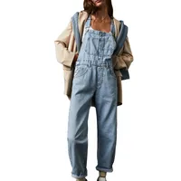 Women's New Fashion Solid Color All-match Loose Tooling Denim Strap Leg Trousers Women main image 3