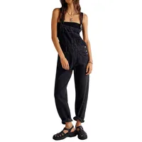 Women's New Fashion Solid Color All-match Loose Tooling Denim Strap Leg Trousers Women main image 4