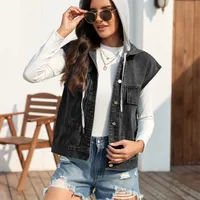 Designed   Women's Clothing Summer  Independent Station New Washed One Breasted Denim Vest Waistcoat Fashion main image 4