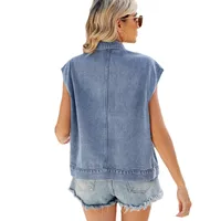 Designed   Women's Clothing Summer  Independent Station New Washed One Breasted Denim Vest Waistcoat Fashion main image 5