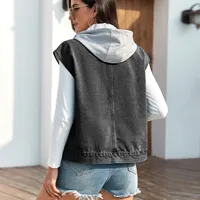 Designed   Women's Clothing Summer  Independent Station New Washed One Breasted Denim Vest Waistcoat Fashion sku image 15