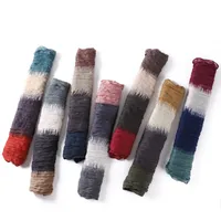 Gradient Bali Yarn Wrinkled Hand-painted Long Scarf Rainbow Thin Twist Wrinkled Scarf Sunscreen Shawl main image 2