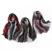 Gradient Bali Yarn Wrinkled Hand-painted Long Scarf Rainbow Thin Twist Wrinkled Scarf Sunscreen Shawl main image 3