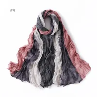 Gradient Bali Yarn Wrinkled Hand-painted Long Scarf Rainbow Thin Twist Wrinkled Scarf Sunscreen Shawl main image 4